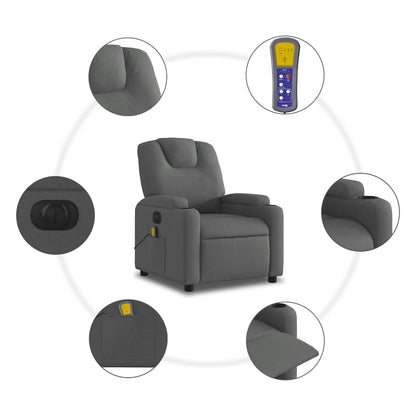 Electric Massage Recliner Chair Dark Gray Fabric