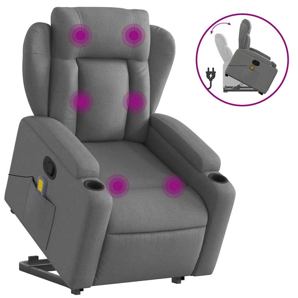 Stand up Massage Recliner Chair Dark Gray Fabric