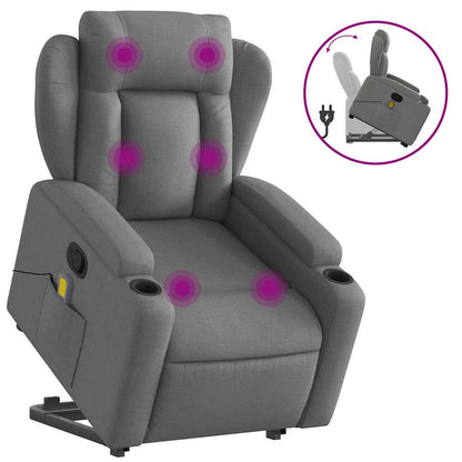 Stand up Massage Recliner Chair Dark Gray Fabric