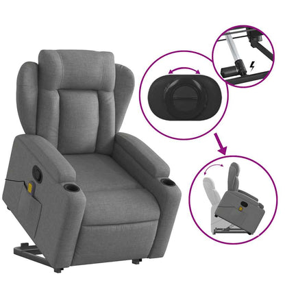 Stand up Massage Recliner Chair Dark Gray Fabric