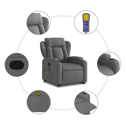 Stand up Massage Recliner Chair Dark Gray Fabric