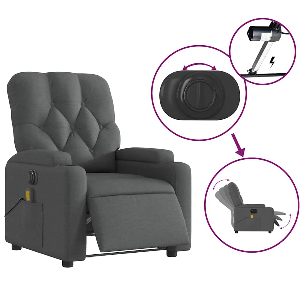 Electric Massage Recliner Chair Dark Gray Fabric