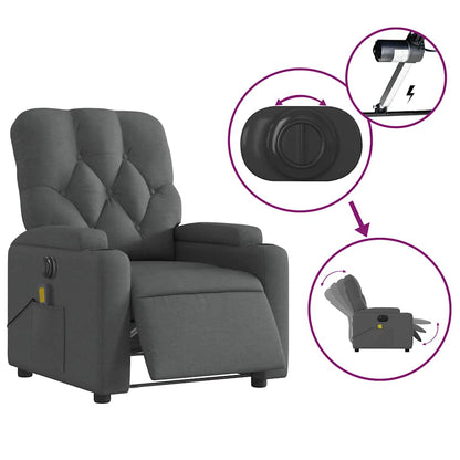 Electric Massage Recliner Chair Dark Gray Fabric