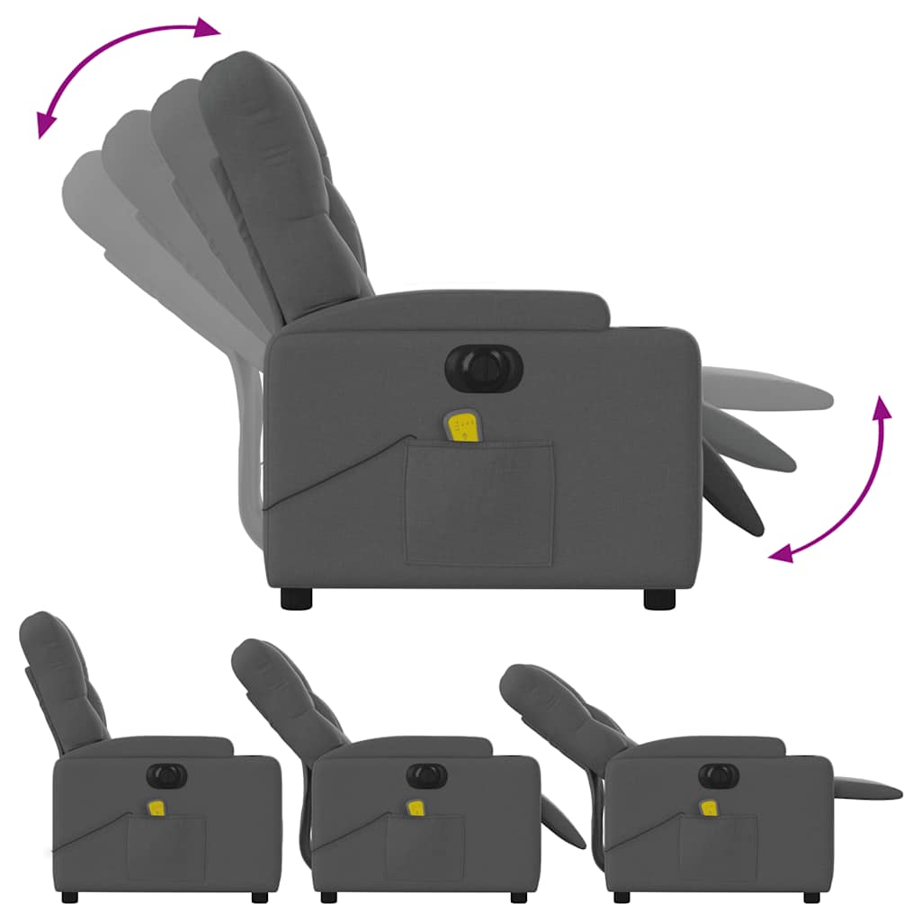 Electric Massage Recliner Chair Dark Gray Fabric