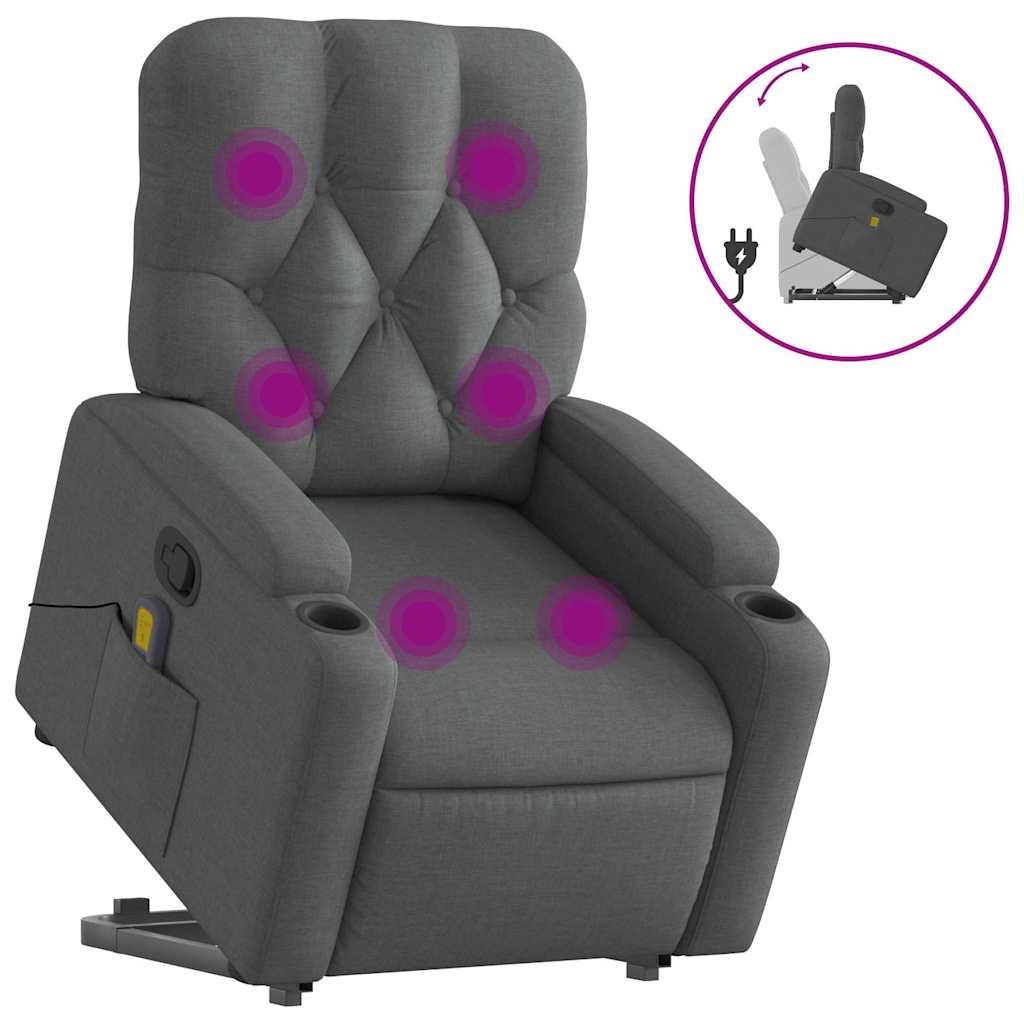 Stand up Massage Recliner Chair Dark Gray Fabric