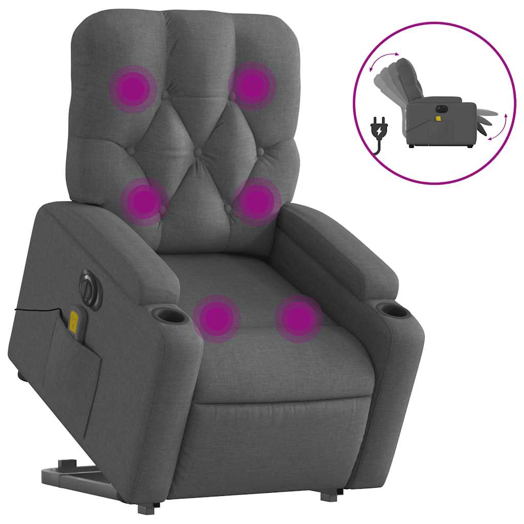 Electric Stand up Massage Recliner Chair Dark Gray Fabric