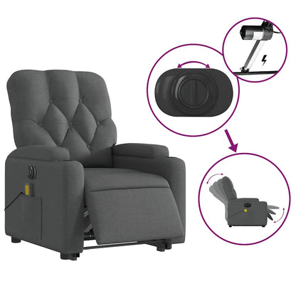 Electric Stand up Massage Recliner Chair Dark Gray Fabric