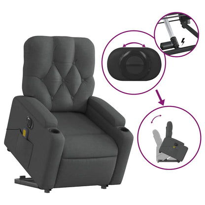 Electric Stand up Massage Recliner Chair Dark Gray Fabric