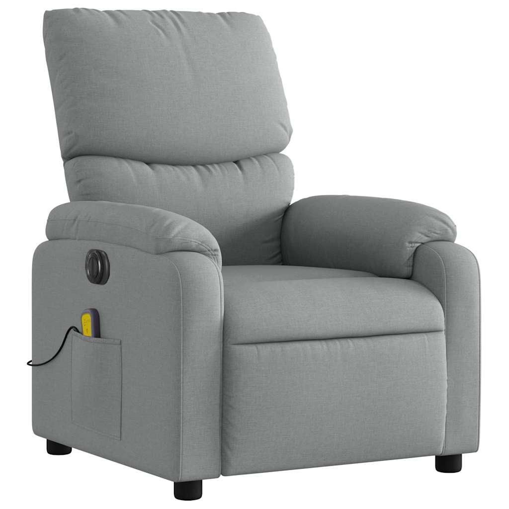 Electric Massage Recliner Chair Light Gray Fabric