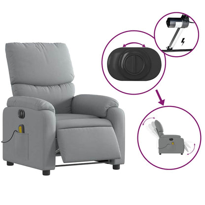 Electric Massage Recliner Chair Light Gray Fabric