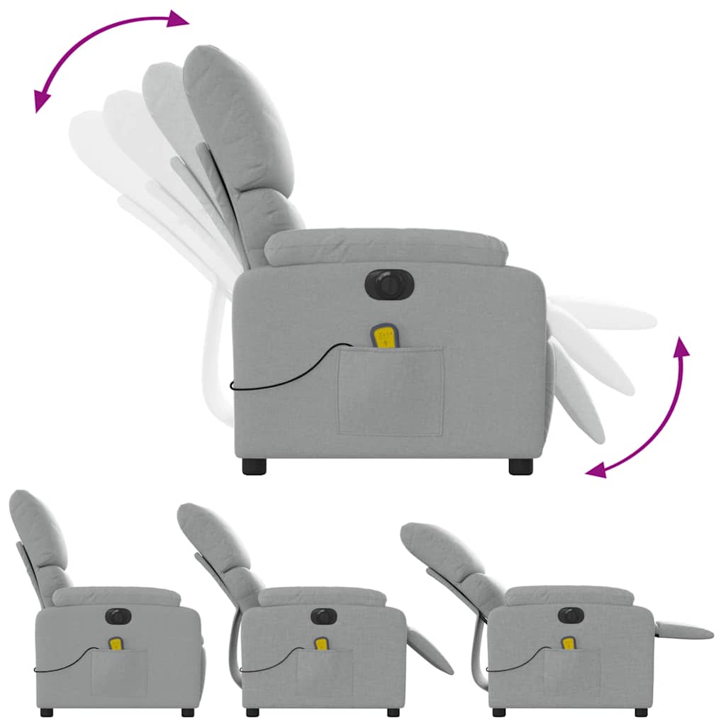 Electric Massage Recliner Chair Light Gray Fabric