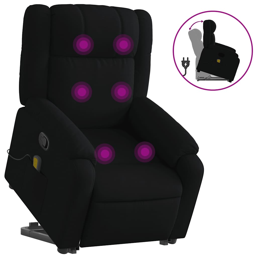 Stand up Massage Recliner Chair Black Fabric