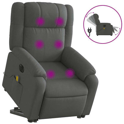 Electric Stand up Massage Recliner Chair Dark Gray Fabric
