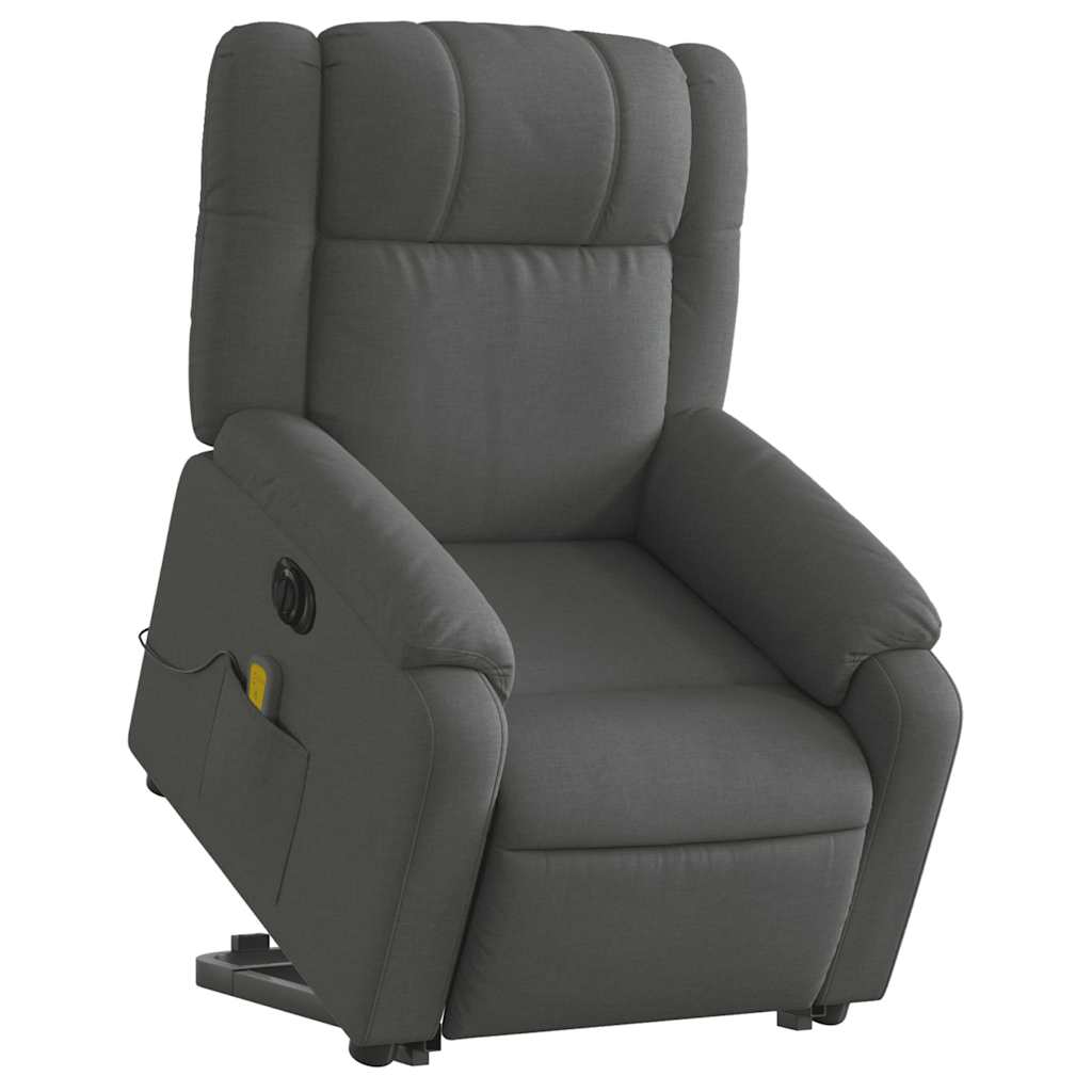 Electric Stand up Massage Recliner Chair Dark Gray Fabric
