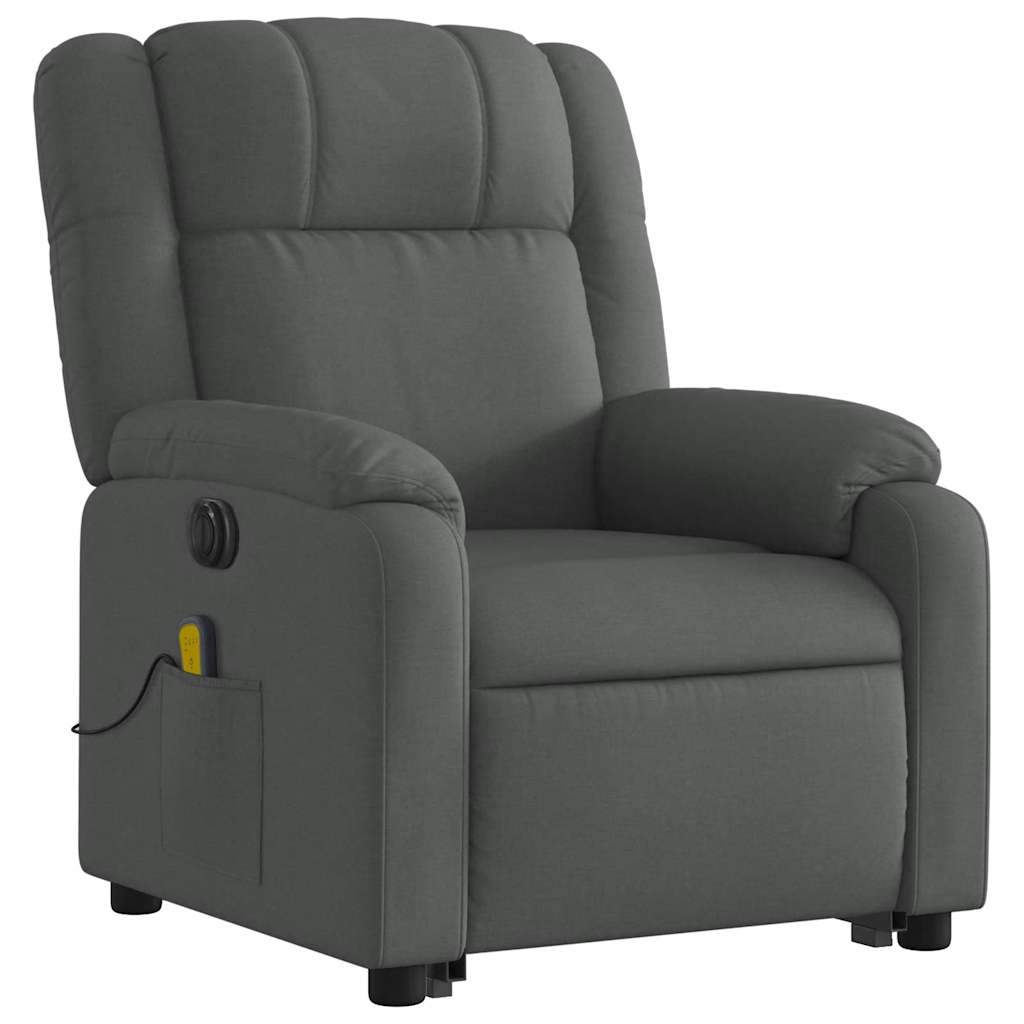 Electric Stand up Massage Recliner Chair Dark Gray Fabric