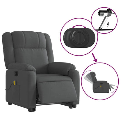 Electric Stand up Massage Recliner Chair Dark Gray Fabric