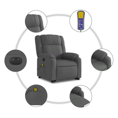 Electric Stand up Massage Recliner Chair Dark Gray Fabric