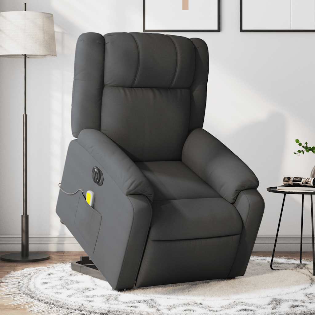 Electric Stand up Massage Recliner Chair Dark Gray Fabric