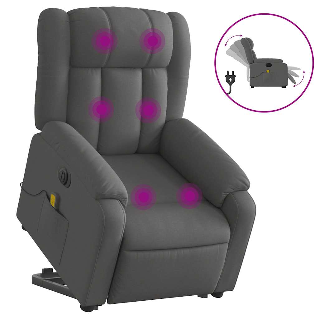 Electric Stand up Massage Recliner Chair Dark Gray Fabric