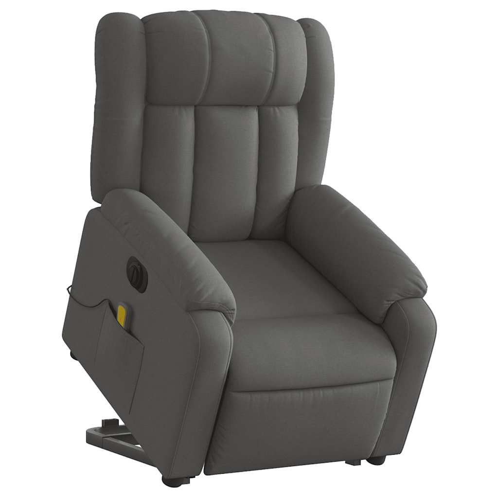Electric Stand up Massage Recliner Chair Dark Gray Fabric
