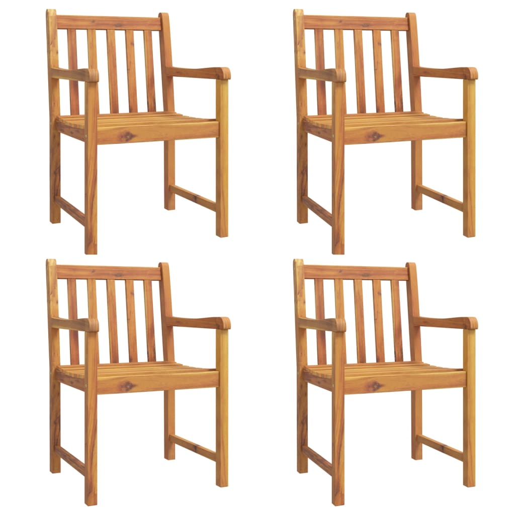 Garden Chair | Set of 4 | Brown | Solid Acacia wood | Medium | Durable