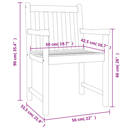 Garden Chair | Set of 4 | Brown | Solid Acacia wood | Medium | Durable