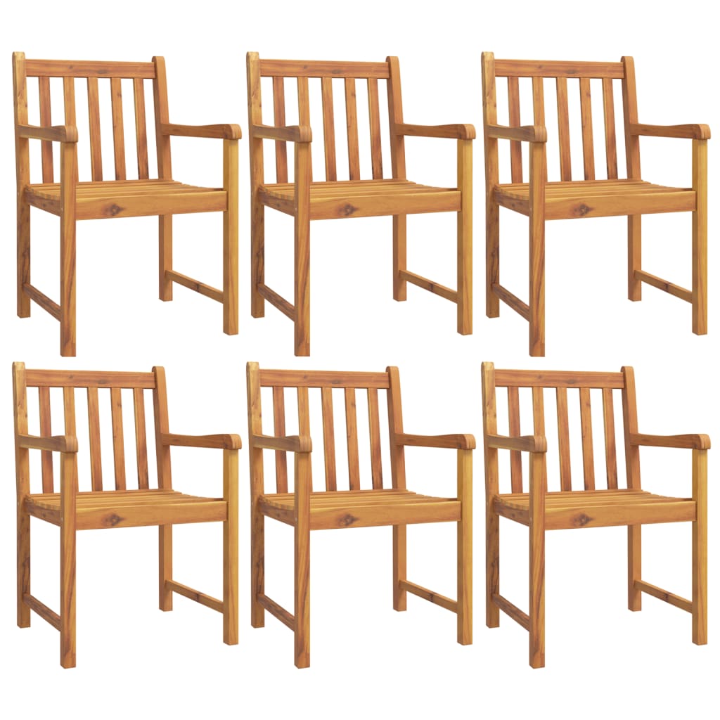 Garden Chair | Set of 6 | Natural wood color | Solid acacia wood | Medium