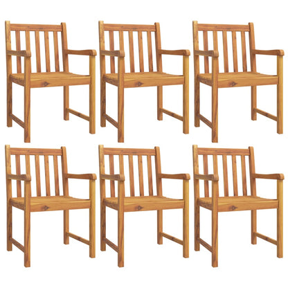 Garden Chair | Set of 6 | Natural wood color | Solid acacia wood | Medium
