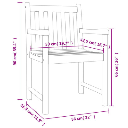 Garden Chair | Set of 6 | Natural wood color | Solid acacia wood | Medium