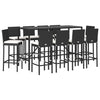 11 Piece Garden Bar Set with Cushions Black Poly Rattan