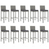 11 Piece Garden Bar Set with Cushions Grey Poly Rattan