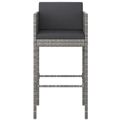 9 Piece Garden Bar Set with Cushions Grey Poly Rattan