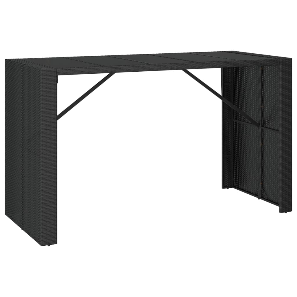 9 Piece Garden Bar Set with Cushions Black Poly Rattan