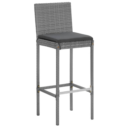 9 Piece Garden Bar Set with Cushions Grey Poly Rattan