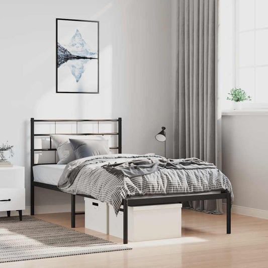Metal Bed Frame | Black | Steel | 100x190 cm | Metal Bed Frame