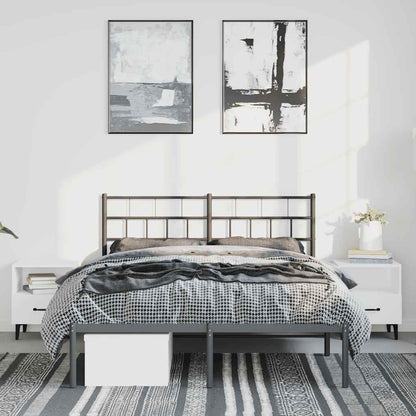 Metal Bed Frame without Mattress with Headboard Black 135x190cm