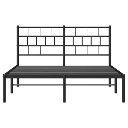 Metal Bed Frame without Mattress with Headboard Black 135x190cm
