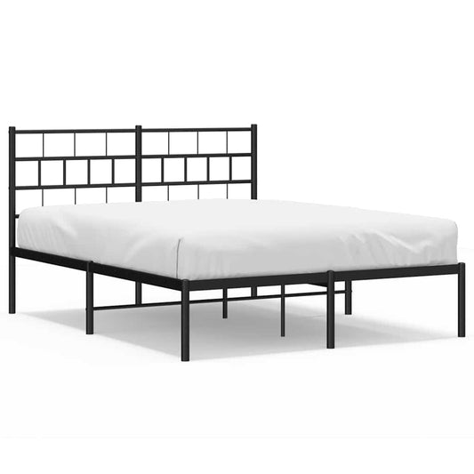 Metal Bed Frame | Black | Powder-Coated Steel | King | Metal Bed Frame