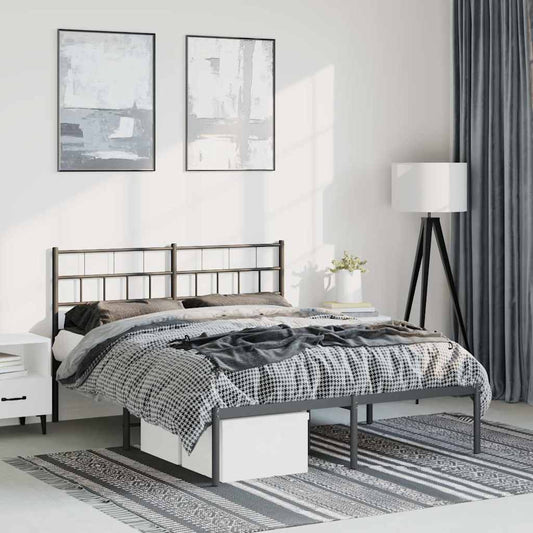 Metal Bed Frame | Black | Powder-Coated Steel | King | Metal Bed Frame