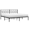 Metal Bed Frame without Mattress with Headboard Black 183x213cm