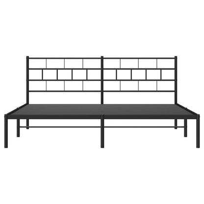 Metal Bed Frame without Mattress with Headboard Black 183x213cm