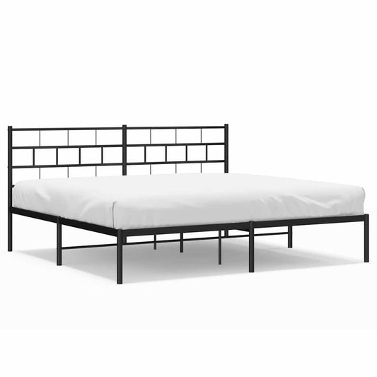 Metal Bed Frame | Black | Powder-Coated Steel | Double | Metal Bed Frame