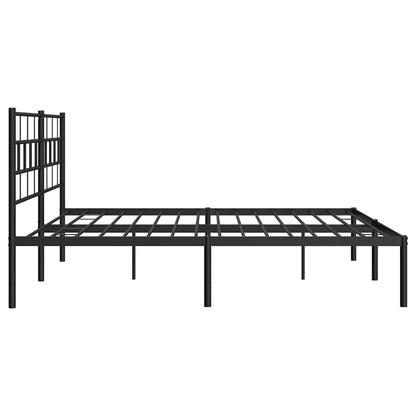 Metal Bed Frame without Mattress with Headboard Black 193x203cm
