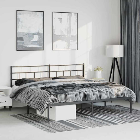 Metal Bed Frame | Black | Powder-Coated Steel | Double | Metal Bed Frame