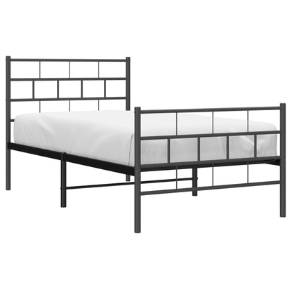 Metal Bed Frame without Mattress with Footboard Black 90x190cm