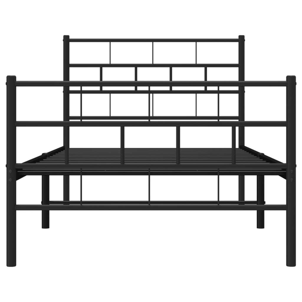 Metal Bed Frame without Mattress with Footboard Black 90x190cm
