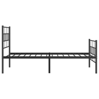 Metal Bed Frame without Mattress with Footboard Black 90x200cm