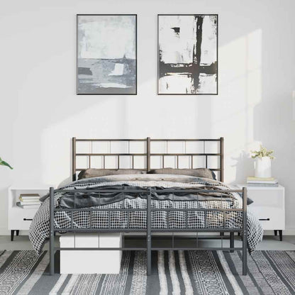 Metal Bed Frame without Mattress with Footboard Black 135x190cm