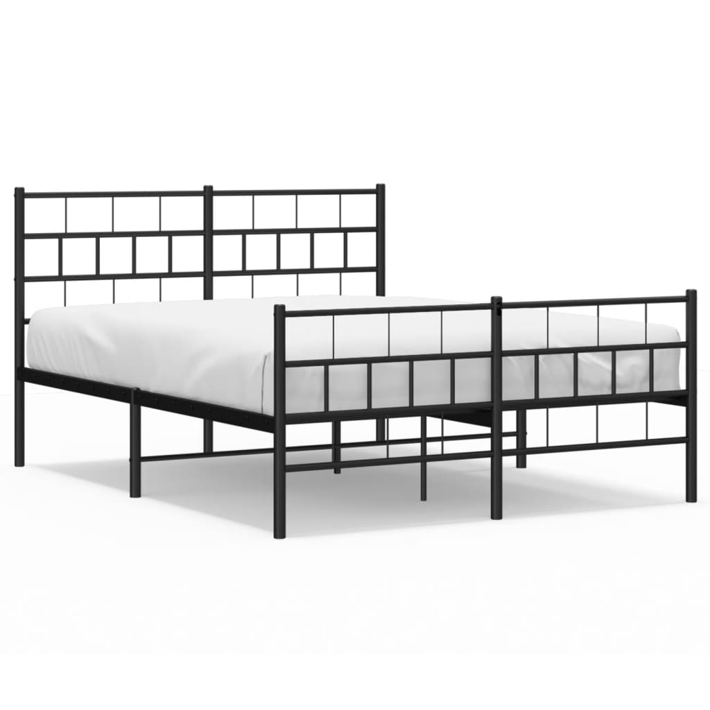 Metal Bed Frame without Mattress with Footboard Black 140x200cm