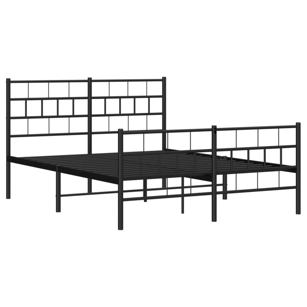 Metal Bed Frame without Mattress with Footboard Black 140x200cm